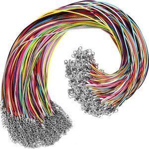 25 Leather Multi-Colored Necklace Cords with Adjustable Clasps
